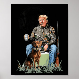 Retro Trump Jacht Herten Grappig Drink Beer Hunti Poster