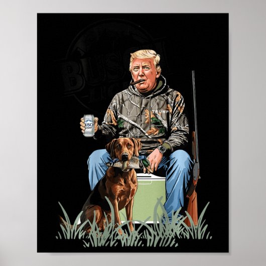 Retro Trump Jacht Herten Grappig Drink Beer Hunti Poster (Voorkant)