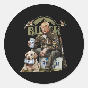 Retro Trump Jacht Herten Grappig Drink Beer Hunti Ronde Sticker