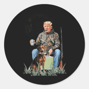 Retro Trump Jacht Herten Grappig Drink Beer Hunti Ronde Sticker