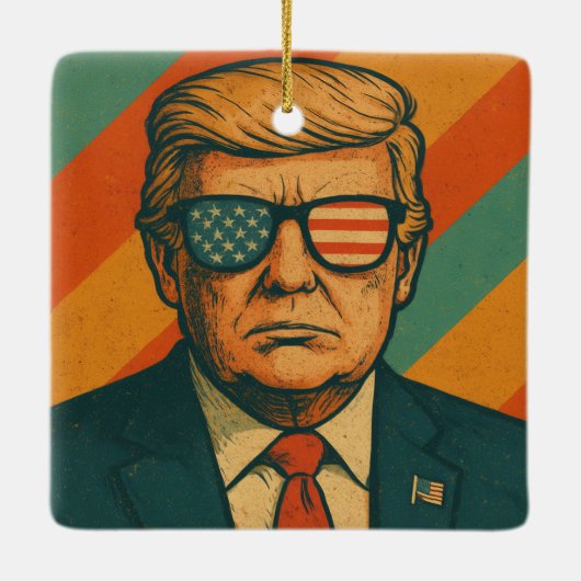Retro Trump Keramisch Ornament (Achterkant)