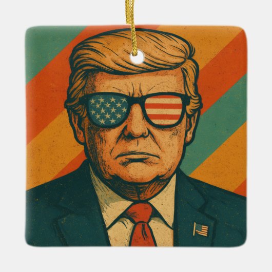 Retro Trump Keramisch Ornament (Voorkant)