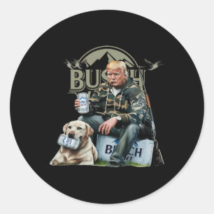 Retro Trump met hondenjachteend die bier Drink TR Ronde Sticker