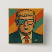 Retro Trump Pin Vierkante Button 5,1 Cm (Voorkant)
