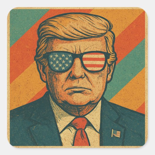 Retro Trump-Sticker Vierkante Sticker (Voorkant)