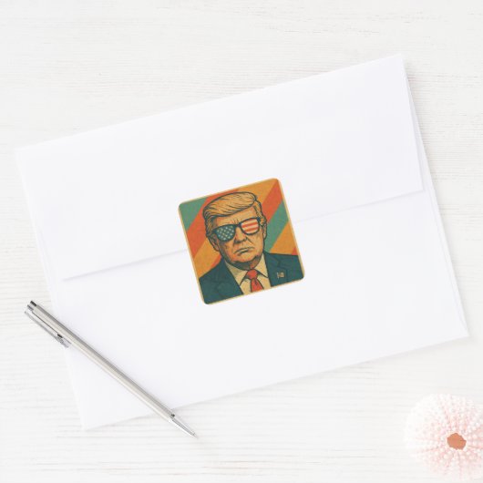 Retro Trump-Sticker Vierkante Sticker (Envelop)