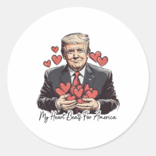 Retro Trump Valentijn Mijn hart klopt voor Amerika Ronde Sticker