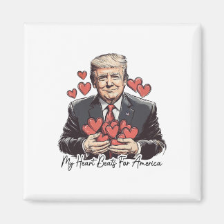 Retro Trump Valentine My Heart Beats For America  Magneet