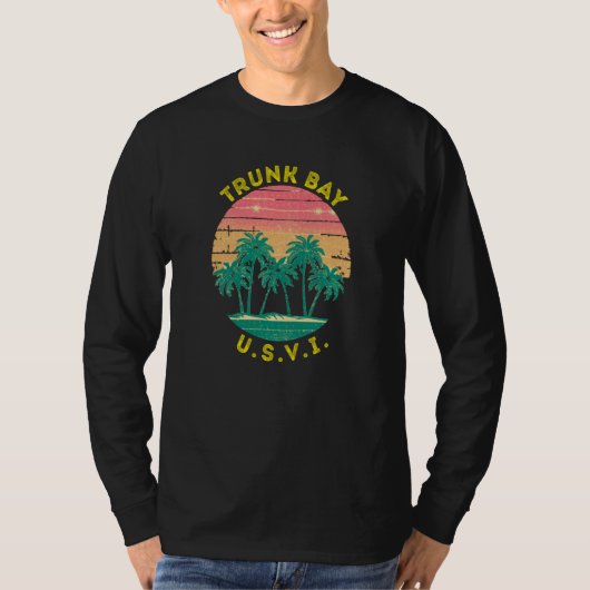 Retro Trunk Bay Vacation Souvenir Palm Tree T-shirt (Voorkant)