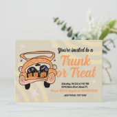 Retro Trunk een Treat Halloween Event Kaart (Staand voorkant)