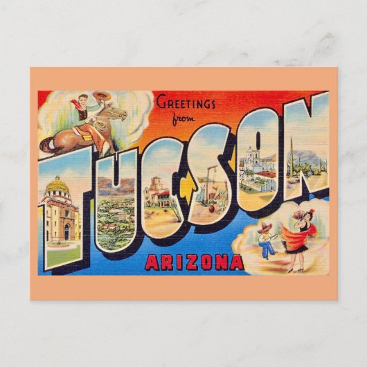 Retro Tucson Arizona Postcard Briefkaart (Voorkant)