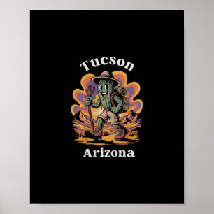 Retro Tucson Arizona Wandelroute Avontuur Cactus Poster