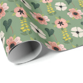Retro Tuin Bloei Cadeaupapier (Rol Hoek)