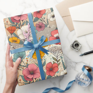 Retro Tuin Bloei Cadeaupapier