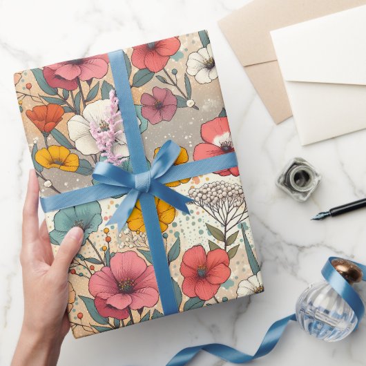 Retro Tuin Bloei Cadeaupapier (Geschenken)