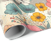 Retro Tuin Bloei Cadeaupapier (Rol Hoek)