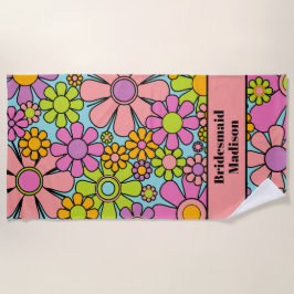 Retro Tuin Bloemen 60s 70s Bloemen Bruidsmeisje Strandlaken