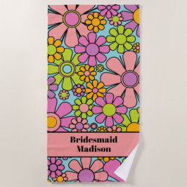 Retro Tuin Bloemen 60s 70s Bloemen Bruidsmeisje Strandlaken