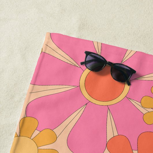 Retro Tuin Bloemen 60s 70s Bloemen Bruidsmeisje Strandlaken (In situ)