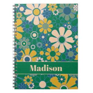 Retro Tuin Bloemen 60s 70s Bloemen Gepersonaliseer Notitieboek