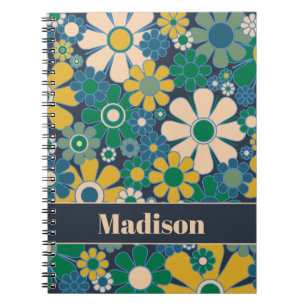 Retro Tuin Bloemen 60s 70s Bloemen Gepersonaliseer Notitieboek