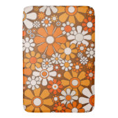 Retro Tuin Bloemen 60s 70s Patroon Bruin & Sinaasa Badmat (Voorkant Verticaal)