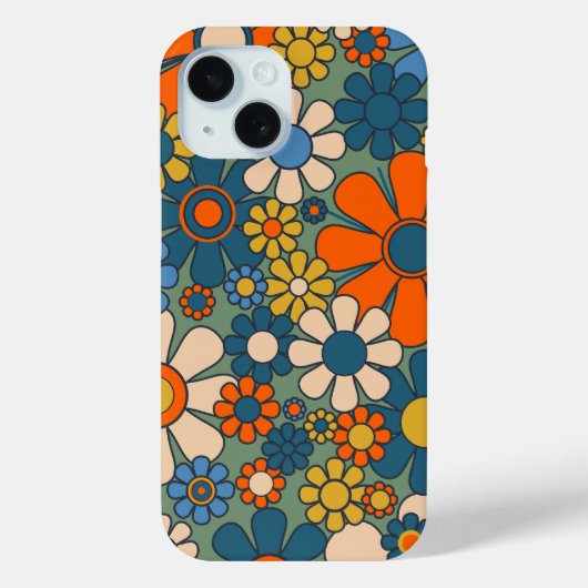 Retro Tuin Bloemen Bloemenpatroon Case-Mate iPhone Case (Achterkant)