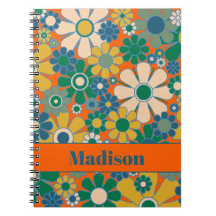 Retro Tuin Bloemen Groovy 60s 70s Bloemmotief Notitieboek