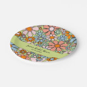 Retro Tuin Bloemen Groovy 60s 70s gepersonaliseerd Papieren Bordje (Gekanteld)