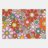Retro Tuin Bloemen Groovy jaren 60 Uitgebroed Bloe Inpakpapier Vel (Voorkant 3)
