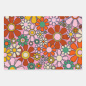 Retro Tuin Bloemen Groovy jaren 60 Uitgebroed Bloe Inpakpapier Vel (Voorkant)