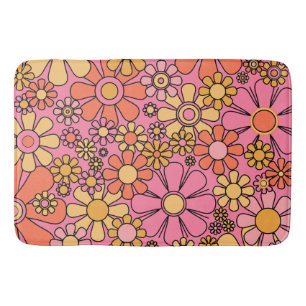 Retro Tuin Bloemen Groovy Roze 60s 70s Bloemig Badmat