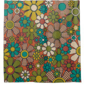Retro Tuin Bloemen Whimsical  70s Pattern Douchegordijn (Voorkant)