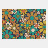 Retro Tuin Gingham Bloem 60s 70s Bloemen Patroon Inpakpapier Vel (Voorkant 3)
