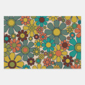 Retro Tuin Gingham Bloem 60s 70s Bloemen Patroon Inpakpapier Vel (Voorkant 2)