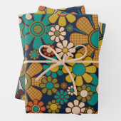 Retro Tuin Gingham Bloem 60s 70s Bloemen Patroon Inpakpapier Vel (In situ)