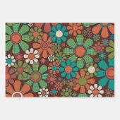 Retro Tuin Gingham Bloemen 60s 70s Bloemen Inpakpapier Vel (Voorkant 2)