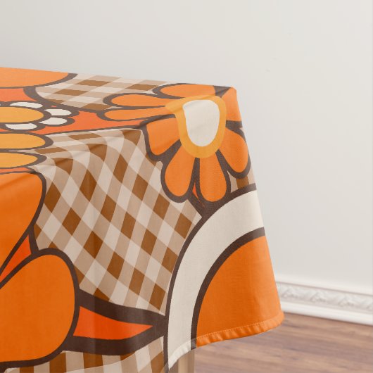 Retro Tuin Gingham Bloemen 60s 70s Groovy Bloemen Tafelkleed (Voorbeeld)