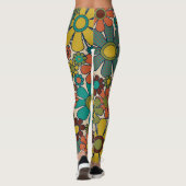 Retro Tuin Gingham Bloemen 70s Bloemen Bloemen Pat Leggings (Achterkant)
