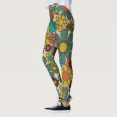 Retro Tuin Gingham Bloemen 70s Bloemen Bloemen Pat Leggings (Links)