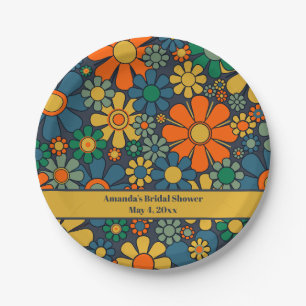 Retro Tuin Groovy Bloemstuk Bruiloftsshower Jaren  Papieren Bordje