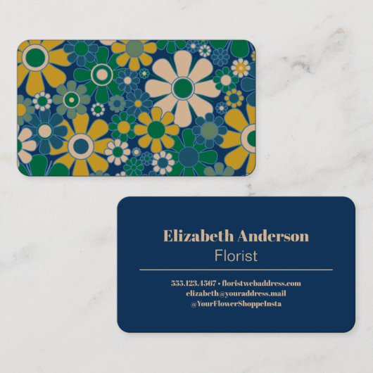 Retro Tuin jaren '60 jaren '70 Esthetisch Bloemen  Visitekaartje (Voorkant / Achterkant)