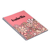 Retro Tuin Roze  Bloemen Gepersonaliseerd Notitieboek (Rechterzijde)