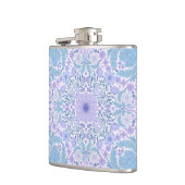 Retro tuinbloemen in blauw en violet heupfles (Links)