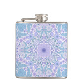 Retro tuinbloemen in blauw en violet heupfles (Voorkant)