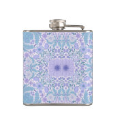 Retro tuinbloemen in blauw en violet heupfles (Achterkant)