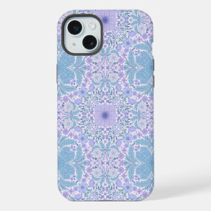 Retro tuinbloemen in blauw en violet iPhone 15 plus case