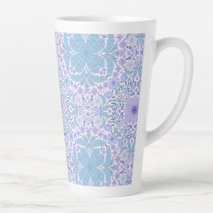 Retro tuinbloemen in blauw en violet latte mok