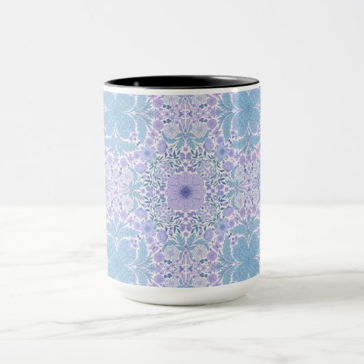 Retro tuinbloemen in blauw en violet mok (Midden)