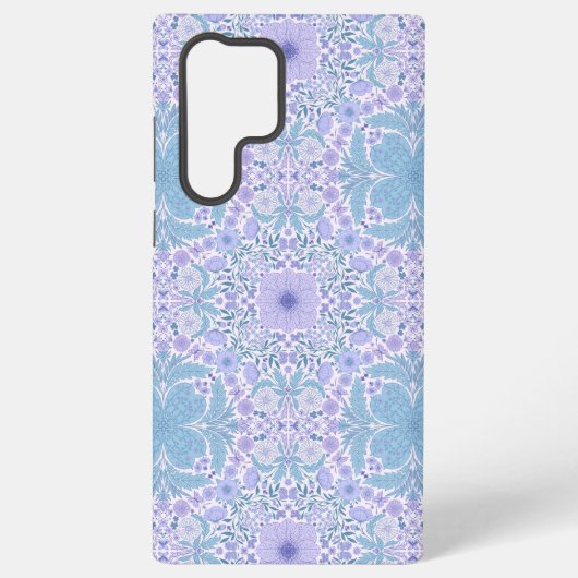 Retro tuinbloemen in blauw en violet samsung galaxy hoesje (Achterkant)